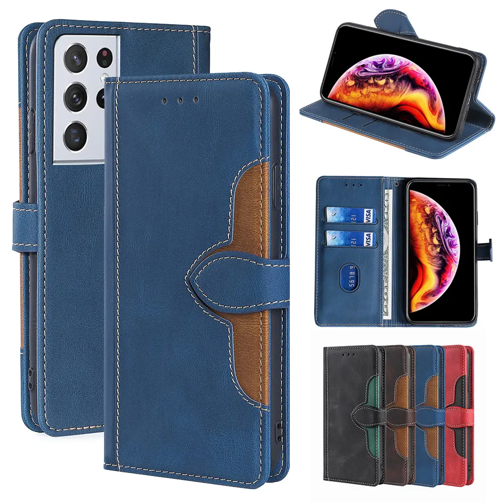 Hot Sale PU Leather PHone Case for Samsung Note 4 5 8 9 10 20,for Samsung S10E S20 S5 S6 S7 S8 S9 S21 Ultra Wallet Mobile Cover