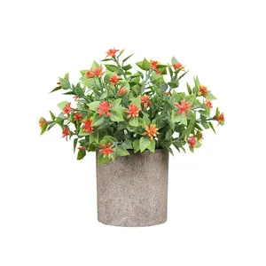 2023 Mini Plastic Potted Plants Artificial Greenery Plants in Pots for Indoor Greenery Tabletop Decoration Centerpiece