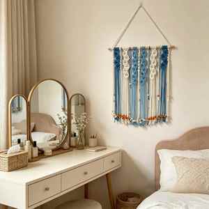 Tapiz de Pared de Macramé con Borlas de Cuerda de Algodón Hecho a Mano para Decoración de Fondo de Aula o Casa - Product Image 2