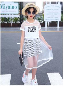 Ropa Infantil Coreana al por Mayor, Conjunto de Vestido y Camiseta de Algodón con Estampado de Letras para Niña - Product Image 2