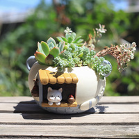 Pot de fleur en résine pour animaux de compagnie, micro paysage émaillé, pour jardinage, bureau, balcon, décoration, petit