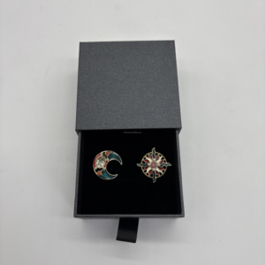 บรรจุภัณฑ์แบบลิ้นชักเลื่อนสำหรับต่างหูแบบวงแหวนแข็งหรูหราสั่งทำพิเศษ เคลือบเงาอย่างดี พร้อมฟองน้ำ วัสดุกระดาษพรีเมียม วัสดุรีไซเคิล - Product Image 4