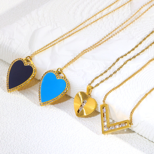 Collar JUSNOVA de Acero Inoxidable con Baño de Oro de 18K, Colgante de Luna, <span class=keywords><strong>Corazón</strong></span> y Estrella con Circonita, Joyería Romántica de Moda, Regalo para Mujer - Product Image 2