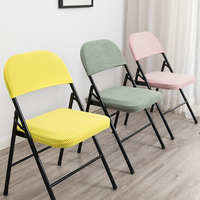 Chaise pliante de salle à manger avec dossier en polyester élastique et doux, housse anti-poussière, 1 ensemble