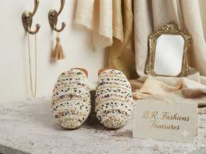 Jutti Hechos a Mano para Mujer, Elegantes para Fiestas, Bodas, Oficina, Sandalias Planas Ligeras de Estilo Étnico Tradicional Indio - Product Image 4