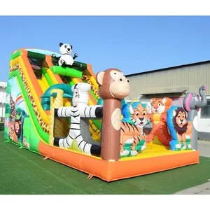 Tùy chỉnh Inflatable Bouncer trượt Kid Inflatable nhà bị trả lại với Slide Combo ngoài trời Inflatable Safari công viên chủ đề
