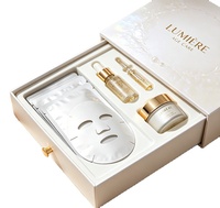 Boîte en carton pour ensemble de masques, sérums et crèmes anti-âge, avec logo personnalisé, boîte cadeau rigide à couvercle rabattable, luxe, dorure à chaud