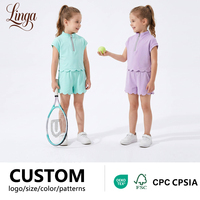 Conjunto de yoga de media cremallera para niñas, de nailon y elastano, sin mangas, con dobladillo festoneado, conjunto deportivo de dos piezas para gimnasia y danza.