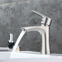 Robinet de lavabo personnalisé OEM en acier plastique brossé à cartouche en cuivre froid simple levier de levage hôtel appartement