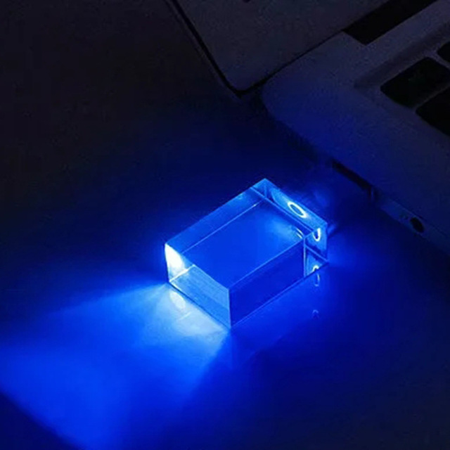 Crystal USB 2.0 Luminous 32GB 64GB Creative Gift U Disk New Printable LOGO 1-Year Warranty Return/Replacement No Encryption