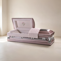 Ataúd de Acero Color Oro Rosa - Ataúd Funerario Metálico de Lujo con Interior Blanco Bordado, para Entierro de Adultos (Venta al Por Mayor)
