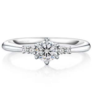 Moissanite 0.5CT 0.3CT 5 Stones Lab Created VVS1 GRA 14K White Golden Plated S925 Sterling <b>Silver</b> Promise Women Engagement <b>Ring</b> - Product Image 1