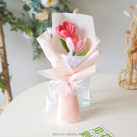 Bouquet de tulipes au crochet fait main, fleurs artificielles en fil, cadeau éternel emballé, cadeau pour la fête des mères, cadeau d'anniversaire, vente en gros