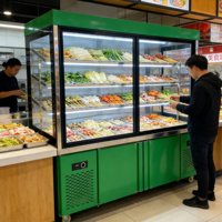 Refrigerador para Vegetales Spicy Hot Pot con Enfriamiento por Compresor, Pantalla Digital, 3 Puertas, Uso Comercial