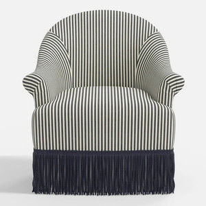 Chaise pivotante rembourrée en tissu à rayures de luxe haut de gamme avec garniture à franges Salon Élégance Tassel Accent Canapé Chaises pour hôtel - Product Image 1