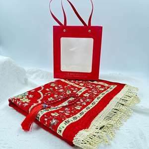 Alfombra de Oración Musulmana de Lujo, Estilo Árabe, Ramadán, Islámica, Medina, Moderna, Lavable, Plegable, Portátil, para el Hogar, con Diseño Floral, con Bolsa - Product Image 5