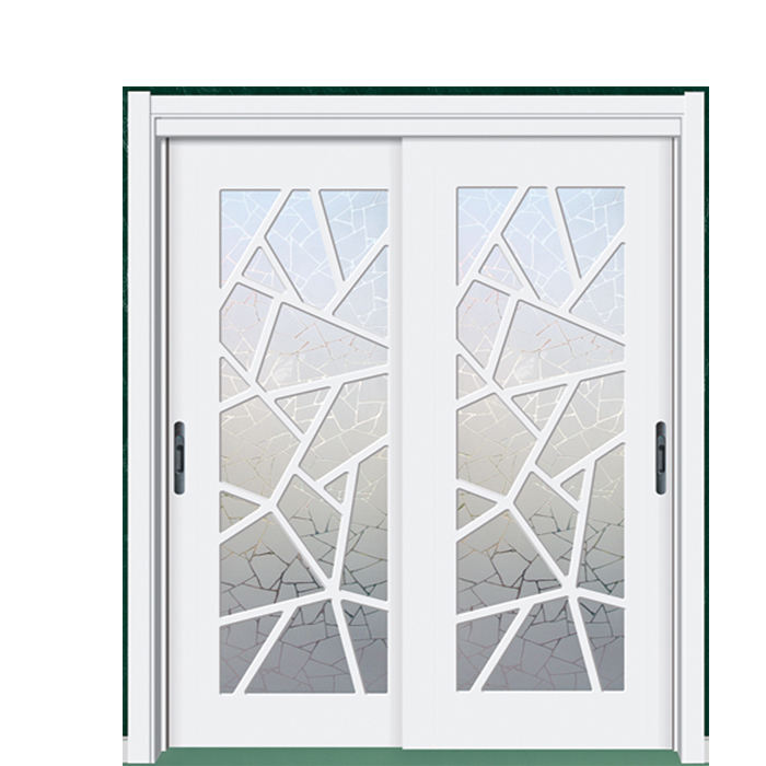 2022批发新款式实心木门双门,带玻璃底漆滑动门mdf suelo doble