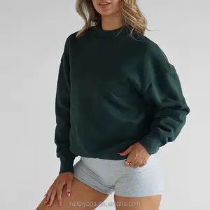Manufacturer Custom Logo Essential Varsity Graphic Thick Girls Jumper Sports Crewneck Plain Knitted Sweater Sweatshirt For Women