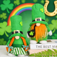 Peluche Rudolph pour la Saint-Patrick, Poupée sans visage Shamrock du Festival Irlandais, en Polyester à feuilles vertes