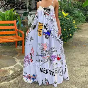 Hot selling New style Ladies' stylish Sweet style holiday vintage dress for women sexy summer print plus size maxi dress