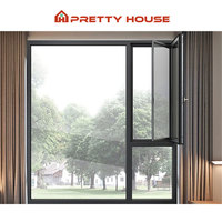 Ventanas de marco de aluminio a prueba de huracanes ultra estrechas personalizadas Ventana abatible de inclinación y giro con aislamiento de vidrio hueco doble