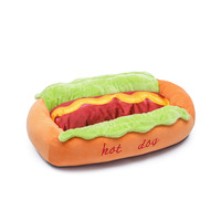 Nouveau style, lit pour animaux de compagnie en velours uni, mignon, motif chien saucisse et chat, chaud, respirant, confortable, coussin amovible et lavable