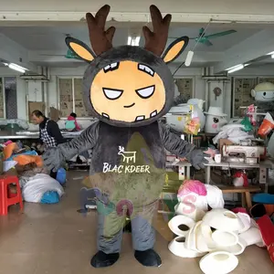 Funtoys Funny Black Deer Mascot Costume for Adult Christmas Halloween Party Cosplay Suit Men Women