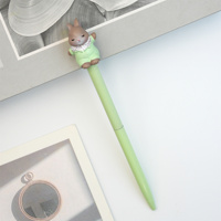 Stylo bille rechargeable en métal à mécanisme rotatif avec tête de figurine animale en résine souple, logo gravé personnalisé, pour la vente au détail en librairie