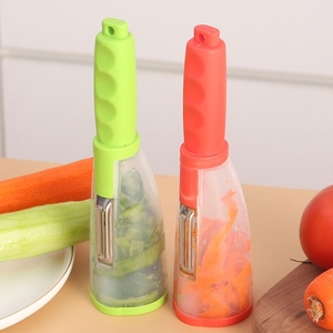 Éplucheur manuel en plastique pour fruits et légumes (carottes, pommes, pommes de terre) avec récipient de rangement - Product Image 6
