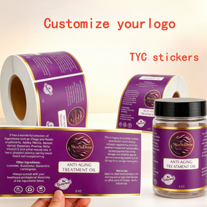 Etiqueta Cosmética Larga Personalizada de Color Morado, Adhesivo de Alta Resistencia, Impermeable, para Botellas de Maquillaje, Impresión de Logotipo de Marca Privada - Product Image 1