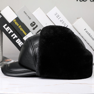 R012 Cừu Mũ Da Lông Cừu Bên Trong Lông Mũ Da Tự Nhiên Mũ Mùa Đông Beret Mũ Baker Cậu Bé Hat - Product Image 3