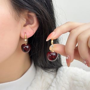 New Design <b>Red</b> Cherry Pendant <b>Earrings</b> Fashion Women Cute Jewelry Accessories <b>Earring</b> - Product Image 1