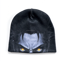 Bonnet en tricot de polyester unisexe à imprimé numérique, motif visage d'horreur, bonnet chaud d'hiver, logo personnalisé, vente en gros