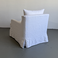 Fauteuil en lin blanc avec base à jupe, design moderne personnalisable, chaise d'appoint pour salon, atelier et école