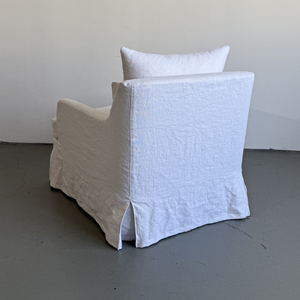 Poltrona in Lino Bianco con Base a Gonna, Personalizzabile, Sedia d'Accento per <span class=keywords><strong>Soggiorno</strong></span> - Product Image 3