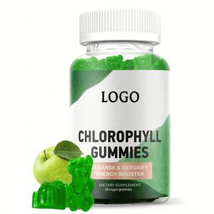 Complément alimentaire en gommes à la chlorophylle à base d'extraits d'herbes, marque privée, pour une peau claire, la détoxification du foie, l'énergie et le soutien immunitaire, 60 unités - Product Image 1