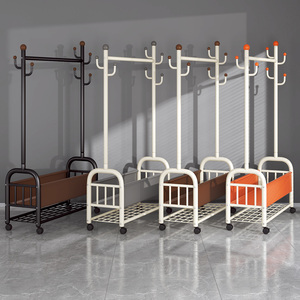 Porte-vêtements en métal mobile personnalisable, porte-vêtements multifonctionnel, porte-vêtements pour sécher les vêtements avec panier de rangement en cuir - Product Image 6