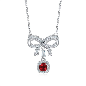 Hot Sale Wholesale S925 Sterling Silver Lab Grown <b>Ruby</b> <b>Necklace</b> Gem Pendant <b>Necklace</b> Women Fine Jewelry BulkSupply Low MOQ Q - Product Image 1