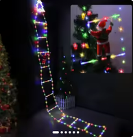 LED-Weihnachtslichter Wand-Fenster-Hängeleuchten Leiter-Lichterkette mit Weihnachtsmann Weihnachtsbaum-Dekoration Außenbereich