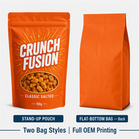 Sachets d'emballage alimentaire personnalisés pour mélange de snacks savoureux, avec fenêtre transparente, refermables à fermeture éclair, à fond plat et autoportants, pour chips, bretzels et mélange de fête