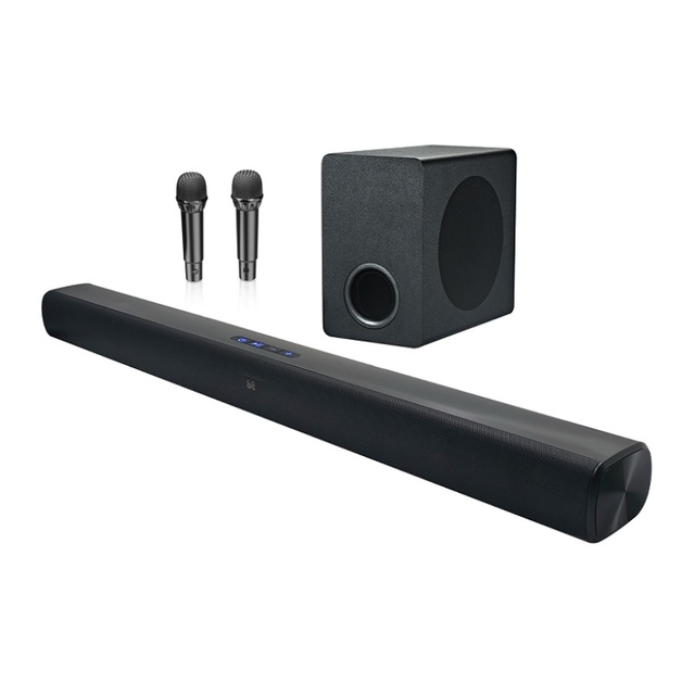 Bluetooth 5.3 Wireless Tv Soundbar 80W 2.1CH Home Theater Audio Karaoke Speaker with Double Microphones Remote Control