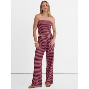 Conjunto de 2 Piezas para Mujer FOXA, Top de Tubo a Rayas y Pantalones Anchos, Atuendo Casual de Verano para Descansar, Transpirable, para Viajes y Playa - Product Image 6