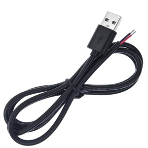 Kabel Daya USB 2.0 a Male ke 2 Core Tinned Open Wire Kustom Pabrik untuk Proyek Daya DIY - Product Image 3