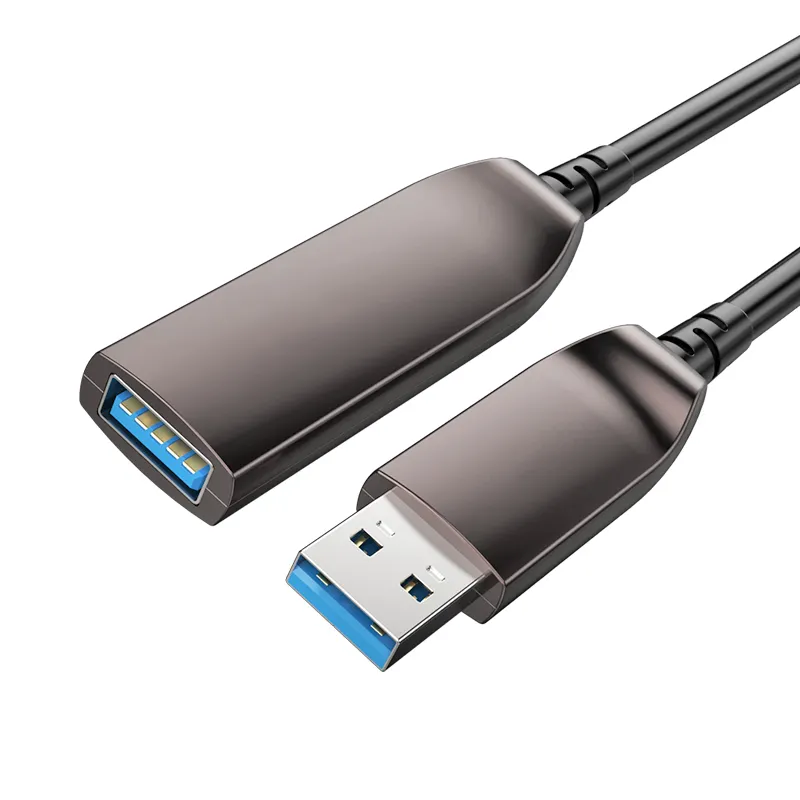 Fabrika fiyat AOC USB3.0 uzatma erkek kadın fiber kablo OEM çinko alaşım kabuk optik USB3.0 uzatma kablosu