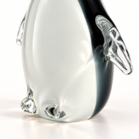 Figurine de pingouin en verre soufflé artisanal, sculpture d'oiseau noir et blanc pour la décoration de table et de la maison