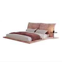Italienisches Minimalistisches Modernes Luxus-Kreativdesign Schwebendes Bett Blütenblatt-Hauptbett Weiches Polster Mädchen Rosa Doppelbett