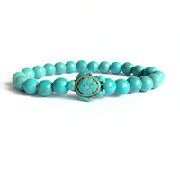 Piedras Naturales Para Pulsera Vente en gros de haute qualité pierre naturelle tortue de mer Bracelet à breloques Bracelet élastique turquoise