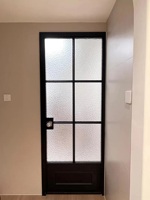 Basit Metal Çerçeveli Buzlu Temperli Cam Banyo İç Duş Kapısı Alüminyum Cam Kapı