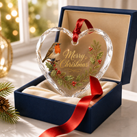 Ornement de Noël en verre cristal transparent en forme de cœur pour la décoration des fêtes de Noël