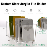 Organizador de Archivos Vertical de 5 Compartimentos, Portadocumentos de Escritorio, Caja Organizadora de Almacenamiento de Acrílico Transparente para Oficina, Hogar y Escuela, OEM de Fábrica